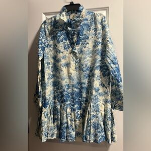 Tuckernuck Blue and White Botanical Mini Dress